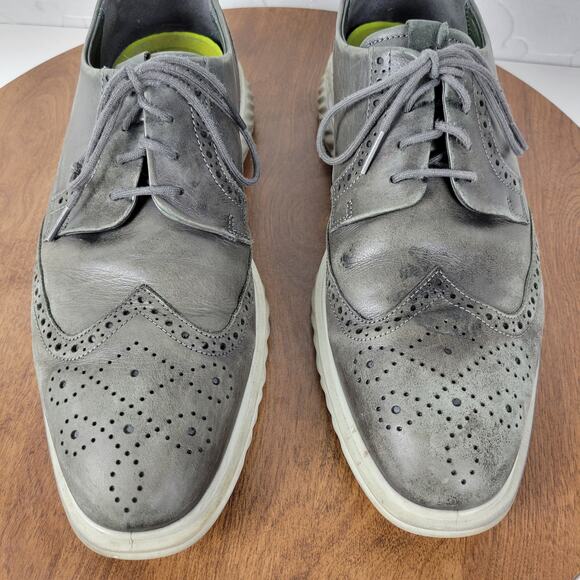 ECCO Mens St 1 Hybrid Lite Brogue Wingtip Magnet Shoes 10 Gray Leather Oxford - Picture 4 of 16
